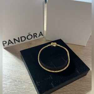 Pandora Gold Bracelet with Heart Accent